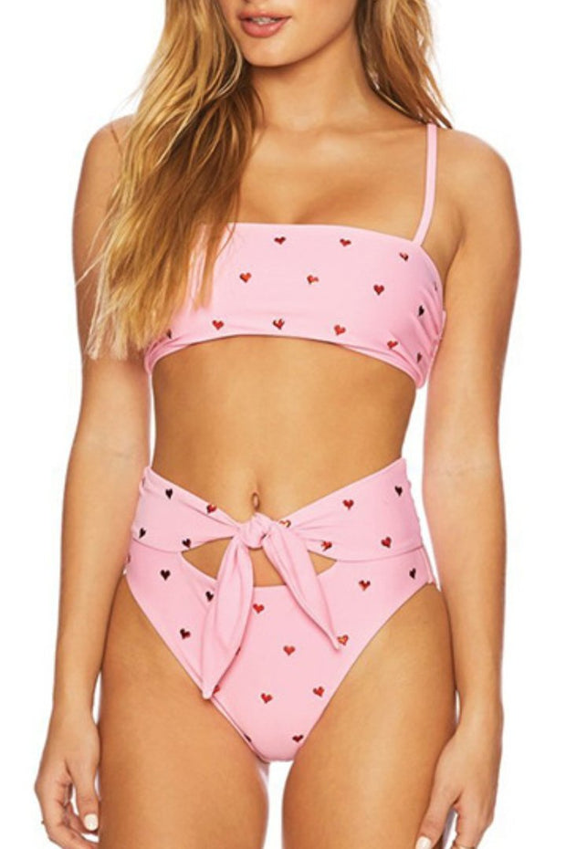 Heart-shaped Print Bandage Cutout Design Bikini Set (6 Colors)