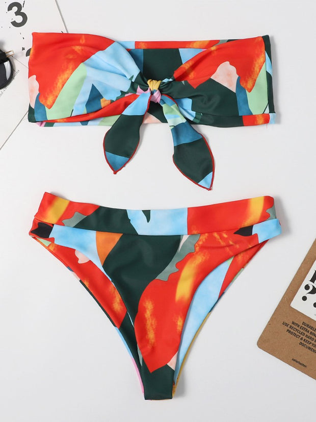 Casual Print Tube Top Two-Piece Bikini