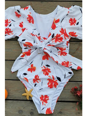 Floral Print Bandage Design Croci One-piece Swimsuit