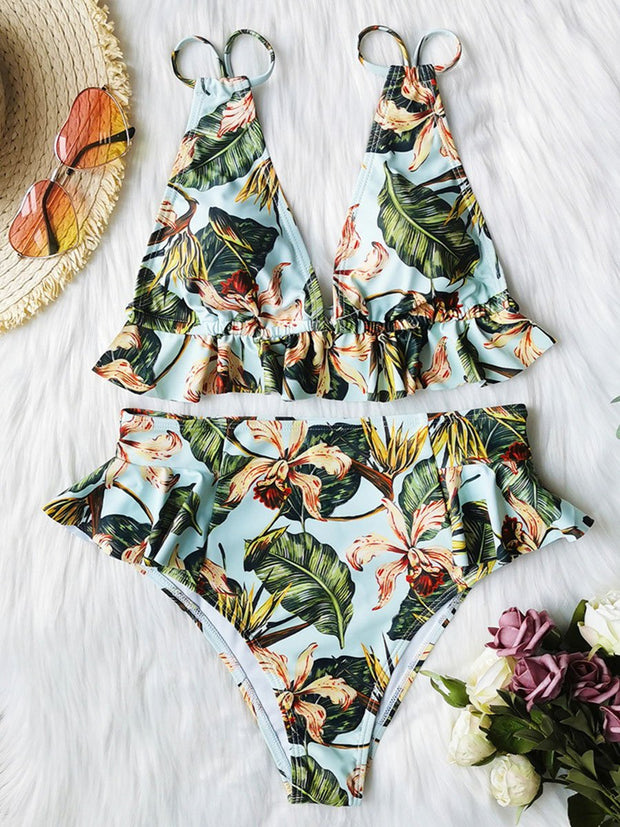 Ruffle Printed Bikini