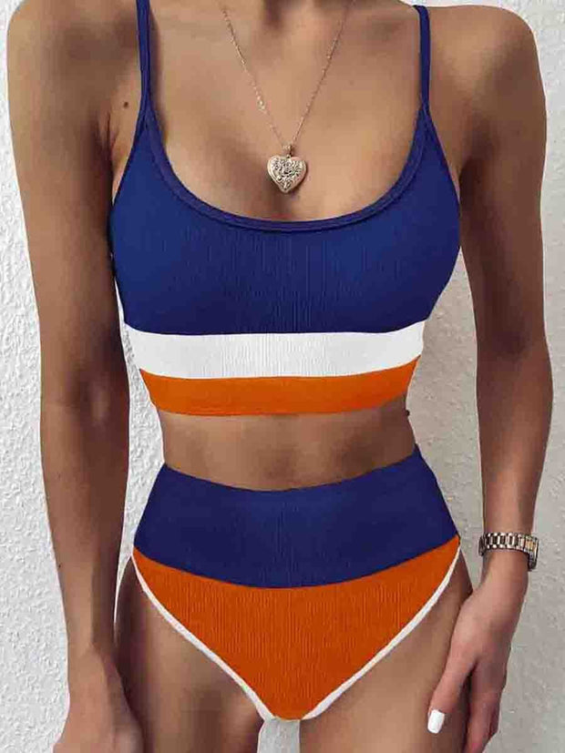 Striped Patchwork Two pieces Swimsuit (3 Colors)