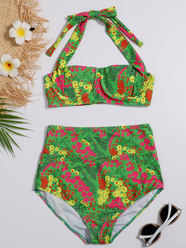 Printed High Waisted Bikini