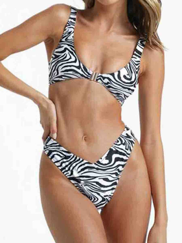 Zebra Print Two Pieces Swimsuit