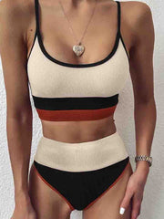 Striped Patchwork Two pieces Swimsuit (3 Colors)