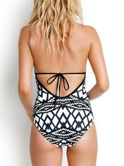 Graphic Print Halter Neck One-piece Swimwear