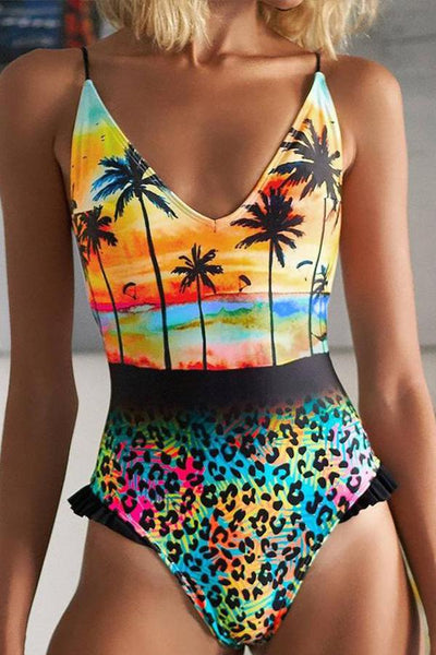 Colorful Leopard One Piece Swimsuit