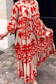 Bohemian elegant v-neck long sleeve dress