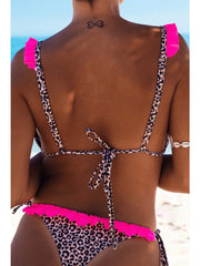 Leopard Print Patchwork Bandage Bikini Set