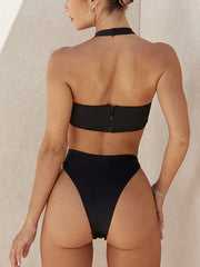 Solid Cut Out One-piece Swimsuit