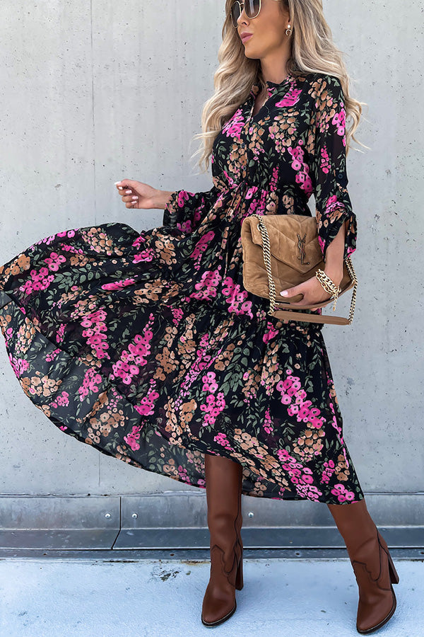 Floral Printed Tiered Midi Dress