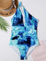 One Shoulder Printed One-piece Swimsuit