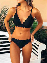 Classic V Neck Bikini Swimwear Two Piece Bathing Suit