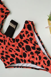 One-shoulder Leopard Print One-piece Swimsuit