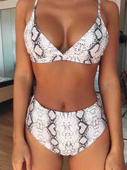 Spaghetti Strap Snake Print Two Pieces Swimsuit