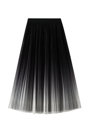 Elegant gradient pleated long skirt