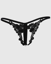 Guipure Lace Beaded Thong