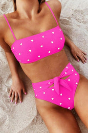 Heart-shaped Print Bandage Cutout Design Bikini Set (6 Colors)