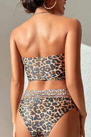 Leopard-Print Bandeau Web High-Rise Bikini