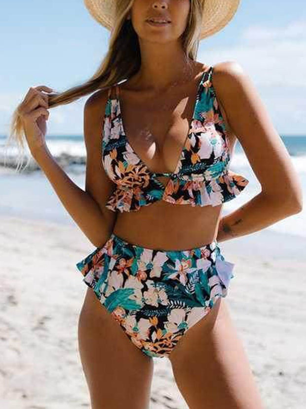 Ruffle Printed Bikini