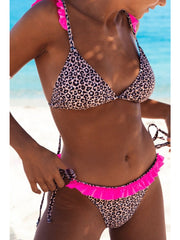 Leopard Print Patchwork Bandage Bikini Set