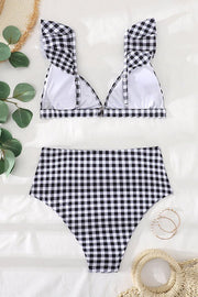 Ruffled Check High-Rise Bikini