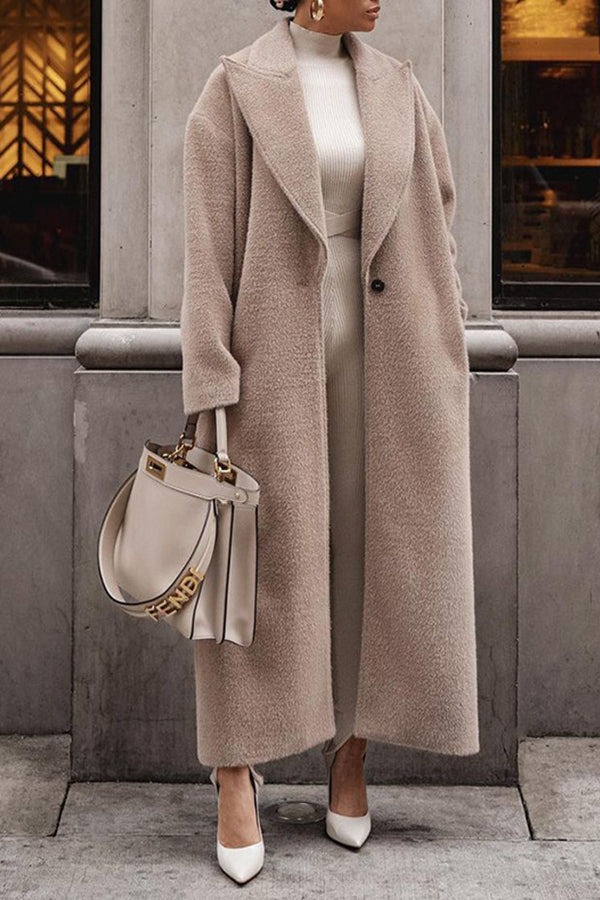 Warm coat long sleeve lapel women's plush top women's coat