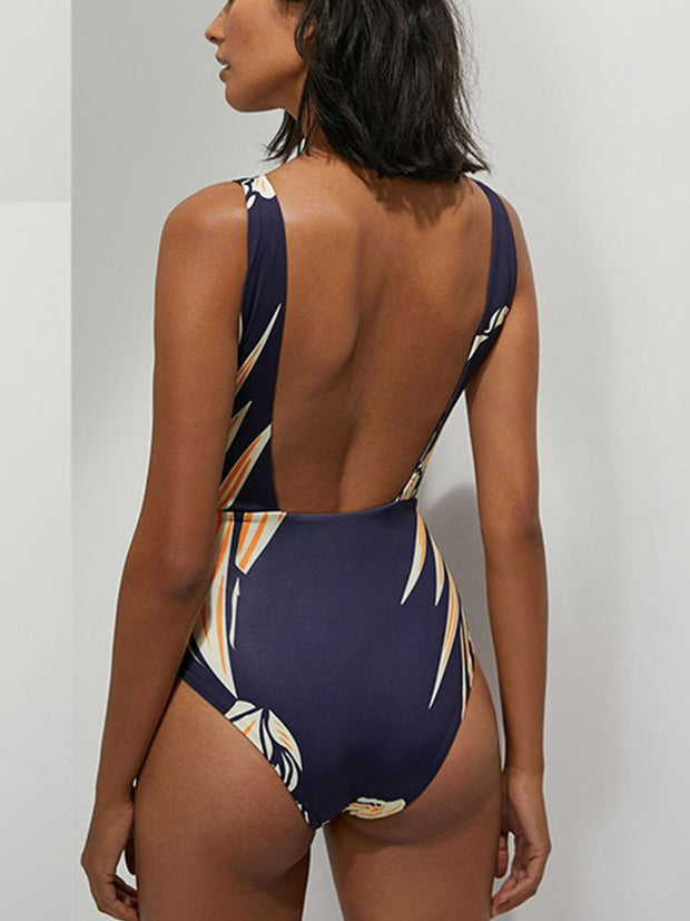 Sexy Open Back Print One Piece