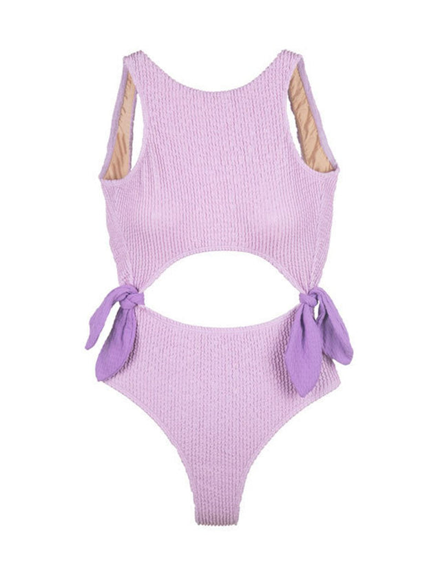 Knotted One-piece Swimsuit with Special Texture