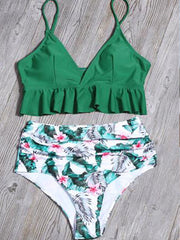 Floral Printed Two Pieces Swimsuit