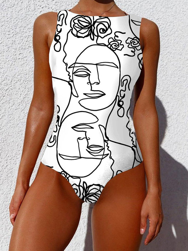 Abstract Printed One-Piece Swimsuit