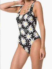 Floral Print Black One-piece Swimsuit