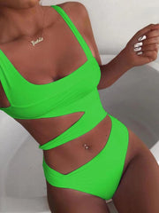 Solid Cut Out One-piece Swimsuit