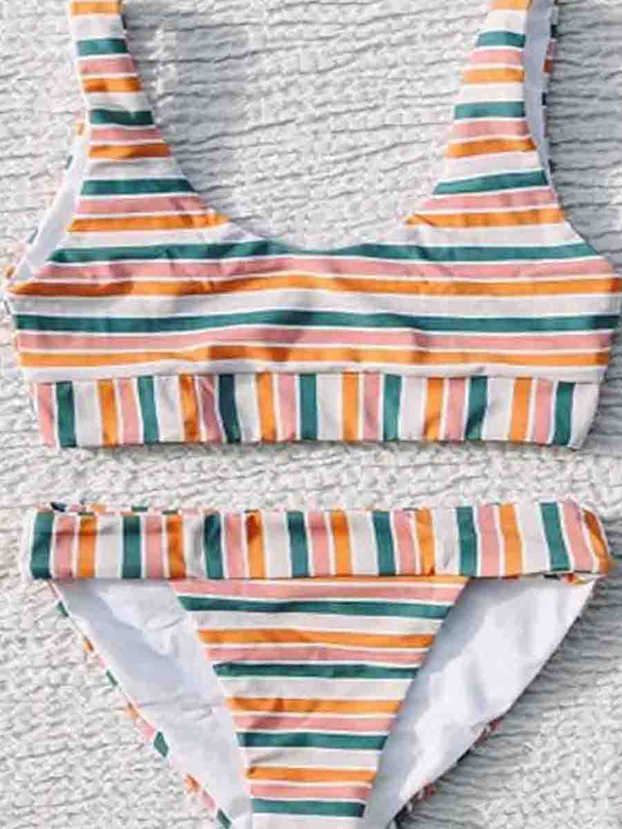 Rainbow Striped Two pieces Swimsuit