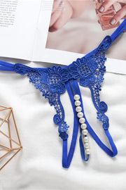 Guipure Lace Beaded Thong