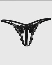 Guipure Lace Beaded Thong