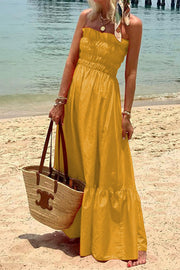 Passionate Beach Pleated Bandeau Resort Long Dress