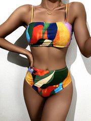 Three Piece Printed Screen Swimsuit