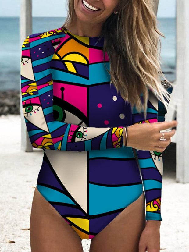 Abstract Printed One-Piece Swimsuit