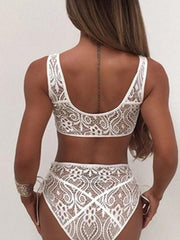 Lace White Two pieces Swimsuit