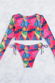 Colorful Print Bikini Split Swimsuit