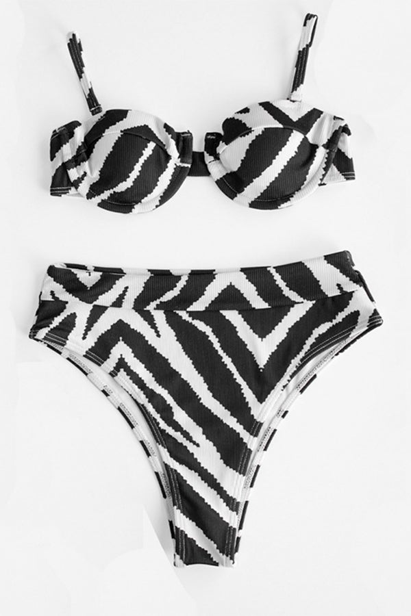 Graphic Print Contrast Bikini