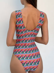 Abstract Printed One-piece Swimsuit