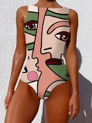 Abstract Printed One-Piece Swimsuit