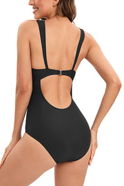 V Neck One-piece Padded Bikini Swimwear