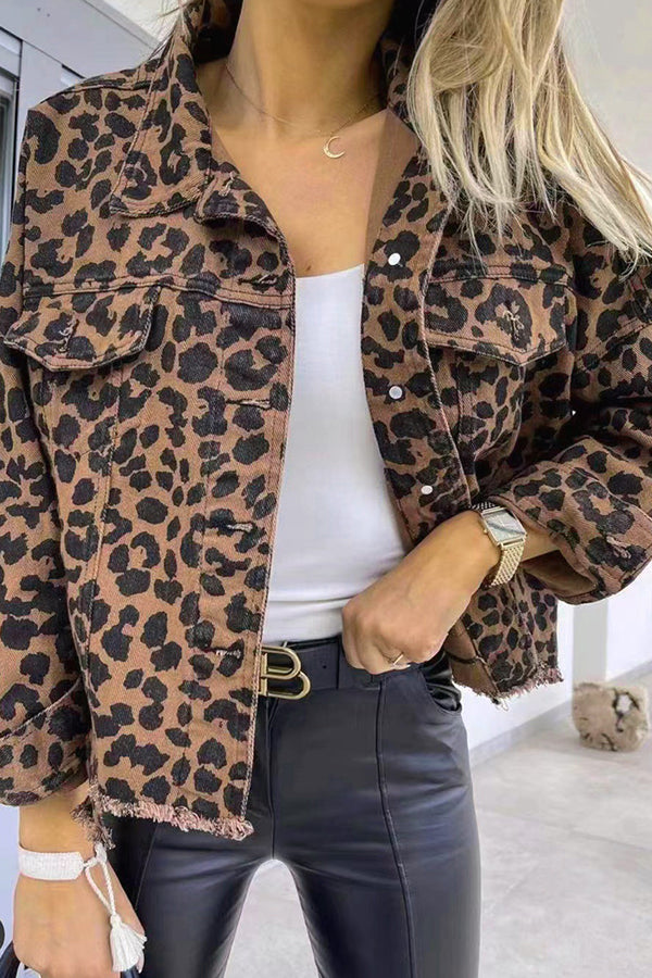 leopard print denim jacket