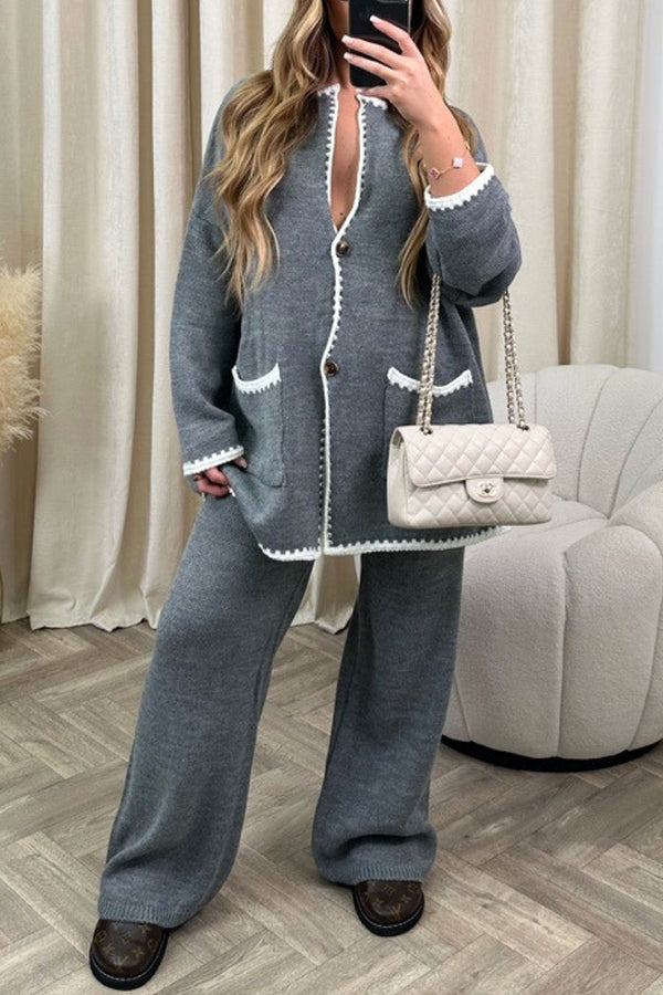 AMANDA GREY KNITTED CARDIGAN AND TROUSERS