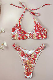 Ring Print Sexy Beach Swimsuit Three Piece